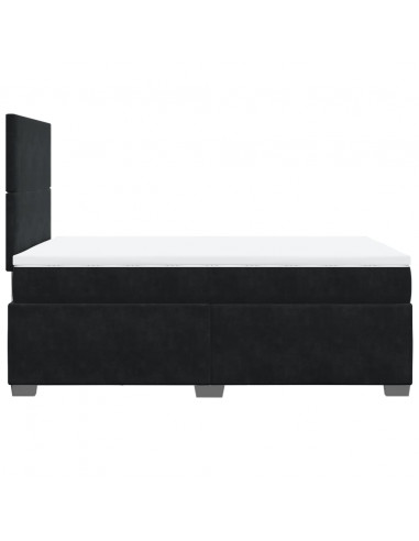 Giroletto a Molle con Materasso Nero 120x190 cm in Velluto