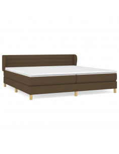 Giroletto a Molle con Materasso Marrone Scuro 200x200cm Tessuto 2