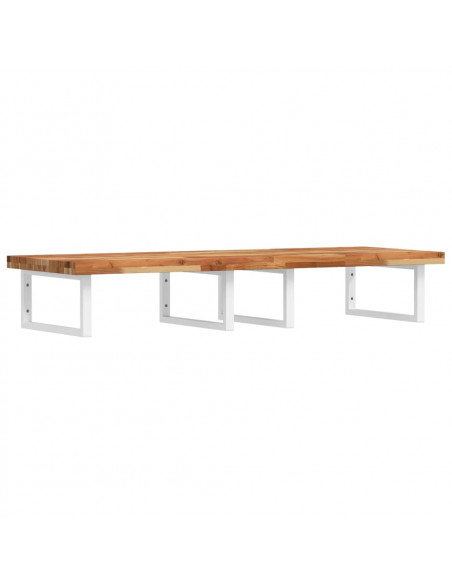 Ripiano a Parete per Lavabo in Acciaio e Massello di Acacia