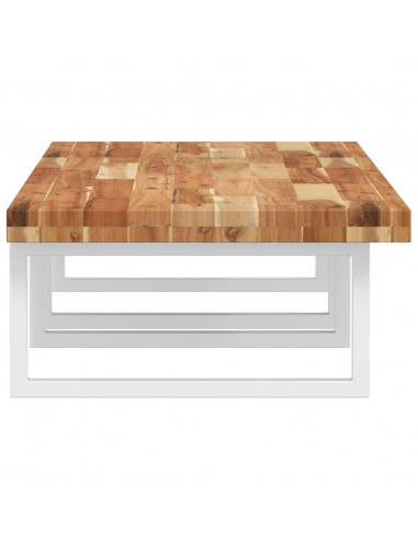 Ripiano a Parete per Lavabo in Acciaio e Massello di Acacia