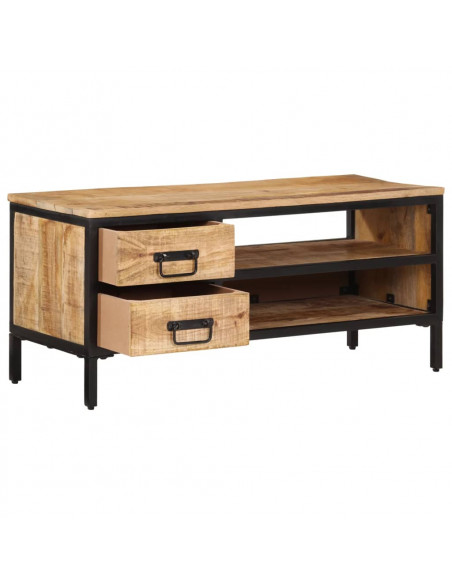 Mobile Porta TV 90x35x40 cm in Legno Massello di Mango Grezzo
