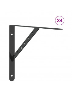 Staffe per Mensola 4 pz 40x2,5x25 cm in Acciaio Inox Nero 2