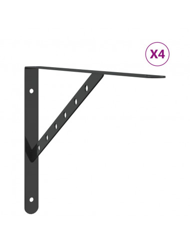 Staffe per Mensola 4 pz 40x2,5x25 cm in Acciaio Inox Nero