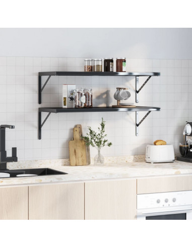 Staffe per Mensola 4 pz 40x2,5x25 cm in Acciaio Inox Nero