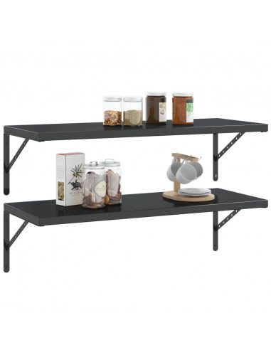 Staffe per Mensola 4 pz 40x2,5x25 cm in Acciaio Inox Nero