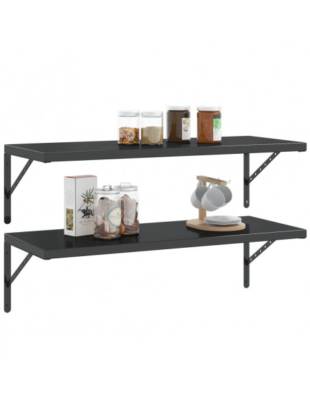 Staffe per Mensola 4 pz 40x2,5x25 cm in Acciaio Inox Nero