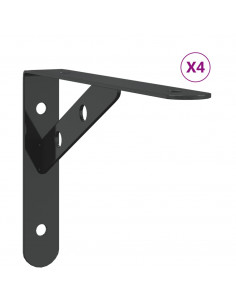 Staffe per Mensola 4 pz 20x2,5x14 cm in Acciaio Inox Nero 2