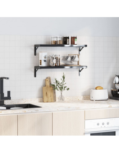 Staffe per Mensola 4 pz 20x2,5x14 cm in Acciaio Inox Nero