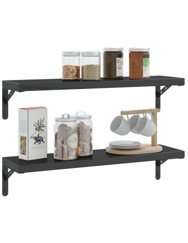 Staffe per Mensola 4 pz 20x2,5x14 cm in Acciaio Inox Nero