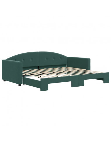 Divano Letto con Letto Estraibile Verde Scuro 90x200cm Velluto