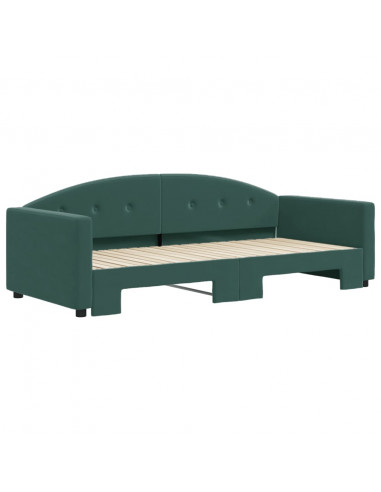 Divano Letto con Letto Estraibile Verde Scuro 90x200cm Velluto