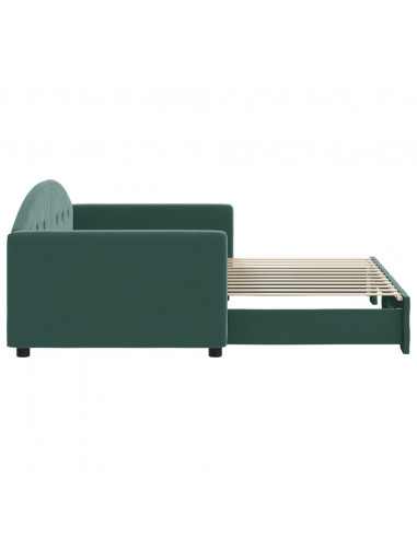 Divano Letto con Letto Estraibile Verde Scuro 90x200cm Velluto