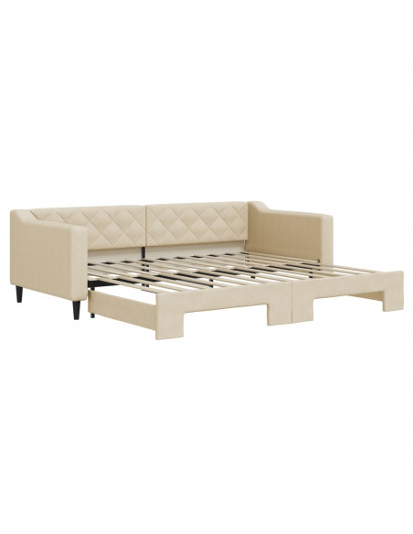 Divano Letto con Letto Estraibile Crema 90x200 cm in Tessuto