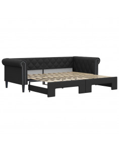 Divano Letto con Letto Estraibile Nero 90x200 cm in Similpelle 2