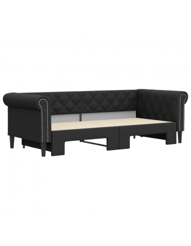 Divano Letto con Letto Estraibile Nero 90x200 cm in Similpelle