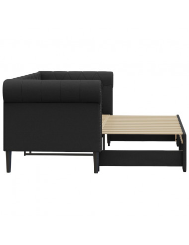 Divano Letto con Letto Estraibile Nero 90x200 cm in Similpelle