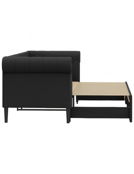 Divano Letto con Letto Estraibile Nero 90x200 cm in Similpelle