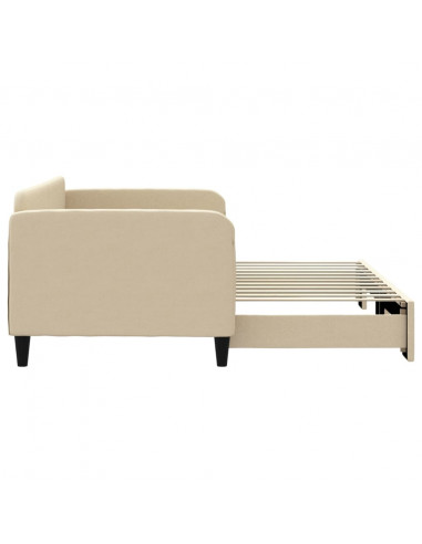 Divano Letto con Letto Estraibile Crema 90x200 cm in Tessuto