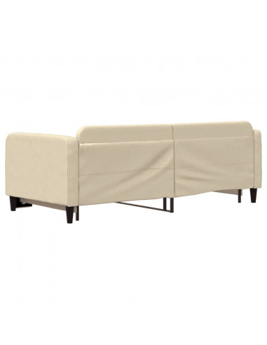 Divano Letto con Letto Estraibile Crema 90x200 cm in Tessuto