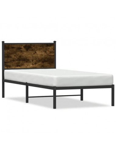 Giroletto con Testiera in Metallo Rovere Fumo 90x200 cm