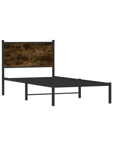 Giroletto con Testiera in Metallo Rovere Fumo 90x200 cm