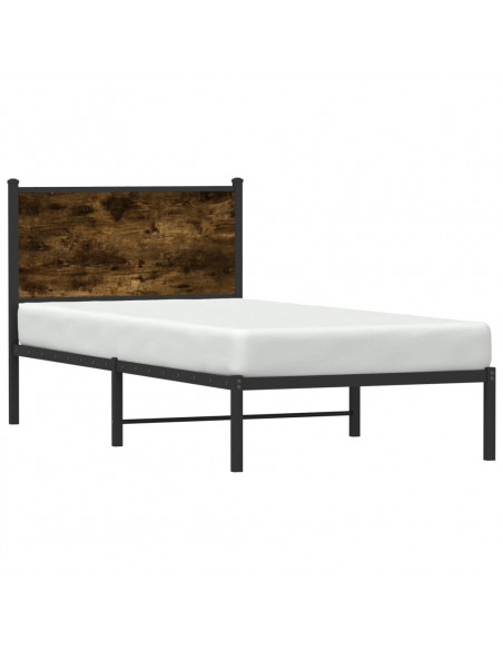 Giroletto con Testiera in Metallo Rovere Fumo 75x190 cm