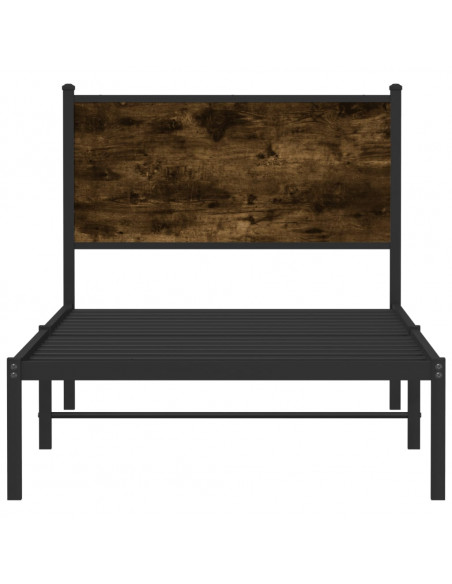 Giroletto con Testiera in Metallo Rovere Fumo 75x190 cm