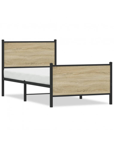 Giroletto con Testiera&Pediera Metallo Rovere Sonoma 80x200 cm