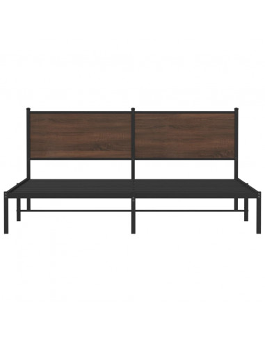 Giroletto con Testiera in Metallo Rovere Marrone 160x200 cm