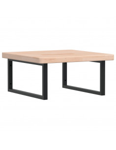 Ripiano a Parete per Lavabo in Acciaio e Massello di Rovere 2