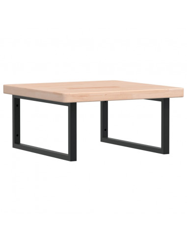 Ripiano a Parete per Lavabo in Acciaio e Massello di Rovere