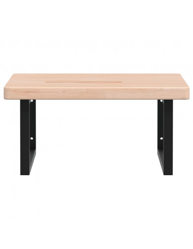 Ripiano a Parete per Lavabo in Acciaio e Massello di Rovere