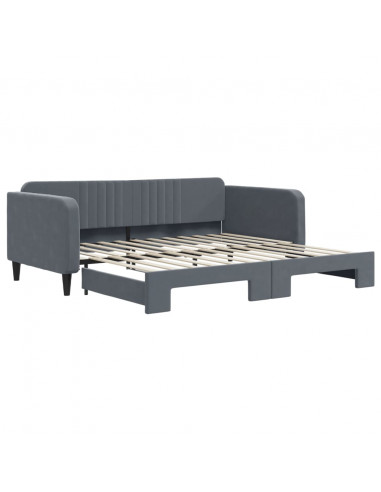 Divano Letto con Letto Estraibile Grigio Scuro 100x200 Velluto