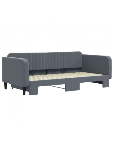 Divano Letto con Letto Estraibile Grigio Scuro 100x200 Velluto