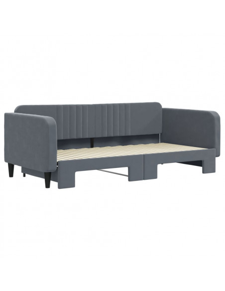 Divano Letto con Letto Estraibile Grigio Scuro 100x200 Velluto