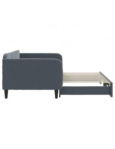 Divano Letto con Letto Estraibile Grigio Scuro 100x200 Velluto