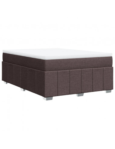 Giroletto a Molle con Materasso Marrone Scuro 140x200cm Tessuto