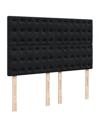 Giroletto a Molle con Materasso Nero 160x200 cm in Velluto