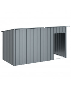 Casetta Cani con Tetto Antracite 196x91x110 cm Acciaio Zincato 2