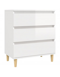 Credenza Bianco Lucido 60x35x70 cm in Legno Multistrato 2