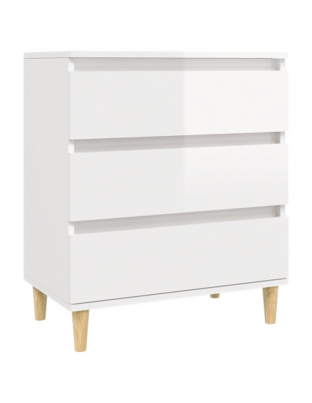 Credenza Bianco Lucido 60x35x70 cm in Legno Multistrato
