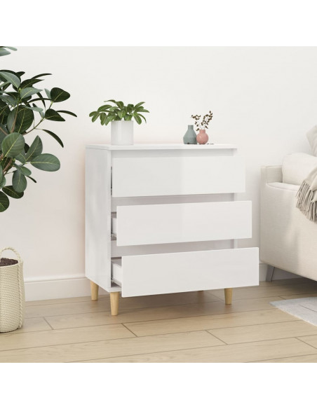 Credenza Bianco Lucido 60x35x70 cm in Legno Multistrato