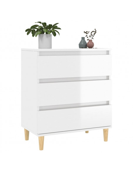 Credenza Bianco Lucido 60x35x70 cm in Legno Multistrato