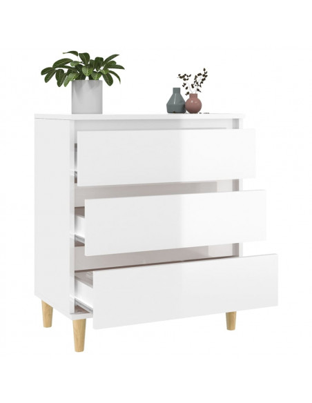Credenza Bianco Lucido 60x35x70 cm in Legno Multistrato