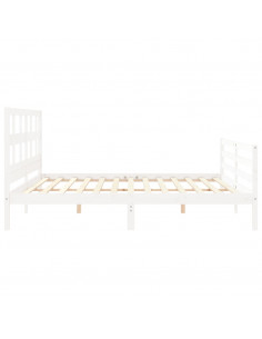 Giroletto con Testiera Bianco 200x200 cm in Legno Massello 2