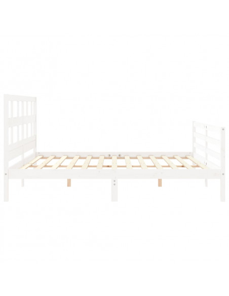 Giroletto con Testiera Bianco 200x200 cm in Legno Massello