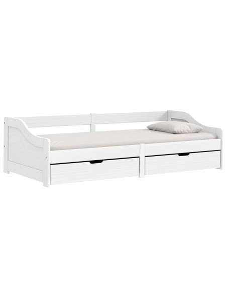 Dormeuse 2 Cassetti Bianca 90x200 cm Legno Massello Pino IRUN