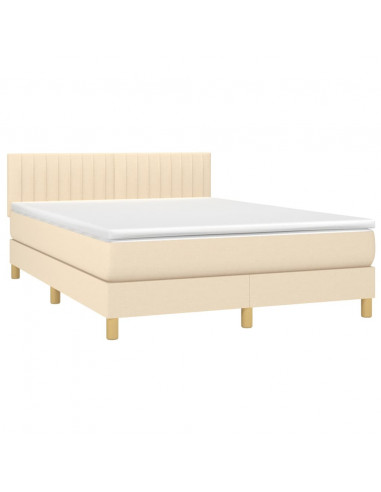 Giroletto a Molle con Materasso Crema 140x19 cm in Tessuto