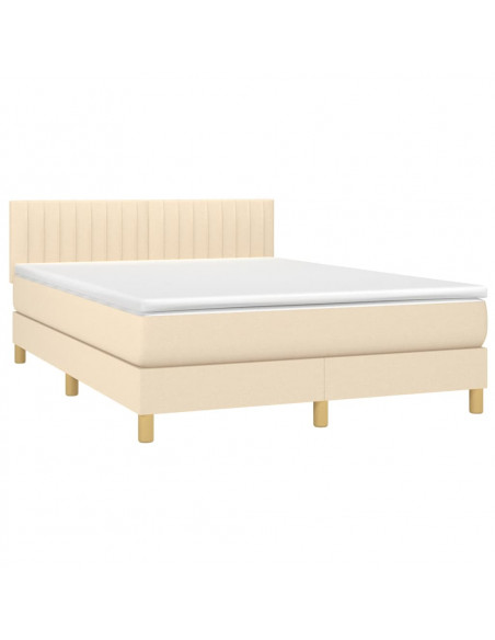 Letto a Molle con Materasso e LED Crema 140x200 cm in Tessuto