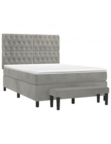 Giroletto a Molle con Materasso Grigio Chiaro 140x200cm Velluto